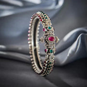 Silver ruby Synthetic Stones bangle