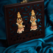 antique matt gold temple ruby jhumkas