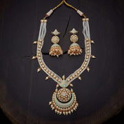 gold plated kundan stone necklace set