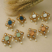 CUTE GOLD PLATED STONE PEARL DROP STUD