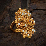 Antique Finger Ring In Gold-Tone