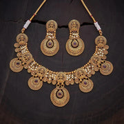 Gold-Plated Necklace Set with Goddess Lakshmi Design