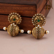 ANTIQUE GOLD DUMROO STONE EARRING