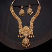 gold plated most beautiful temple design necklace set