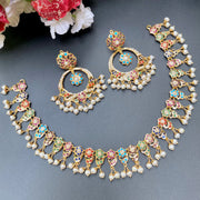 CLASSIC DELICATE AND EVERGREEN NAVRATTAN NECKLACE SET