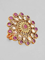 Gold Plated Ruby & AD Studded Ring.