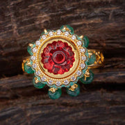 gold plated zircon stone adjustable ring