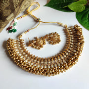 Antique Gold Ghungroo Necklace Set